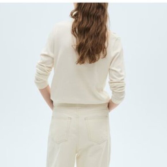 Mango Silk-Blend Ribbed Cardigan Ecru | Size L | Flawed - Picture 5 of 13